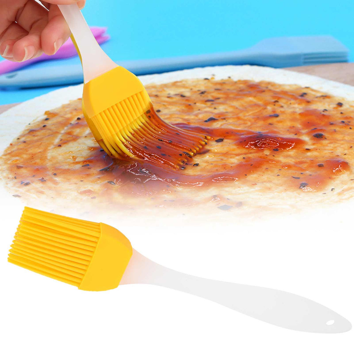 Yellow Silicone Oil Brush Grill Brush Kitchen Gadgets for Outdoor Camping Barbecue