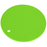 Round Shape Mat Food Grade Thickened Silicone Placemat Insulation Pad Microwave Oven MatGreen - Front View