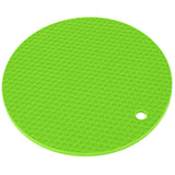 Round Shape Mat Food Grade Thickened Silicone Placemat Insulation Pad Microwave Oven MatGreen - Side View