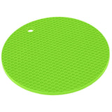 Round Shape Mat Food Grade Thickened Silicone Placemat Insulation Pad Microwave Oven MatGreen - Rear View