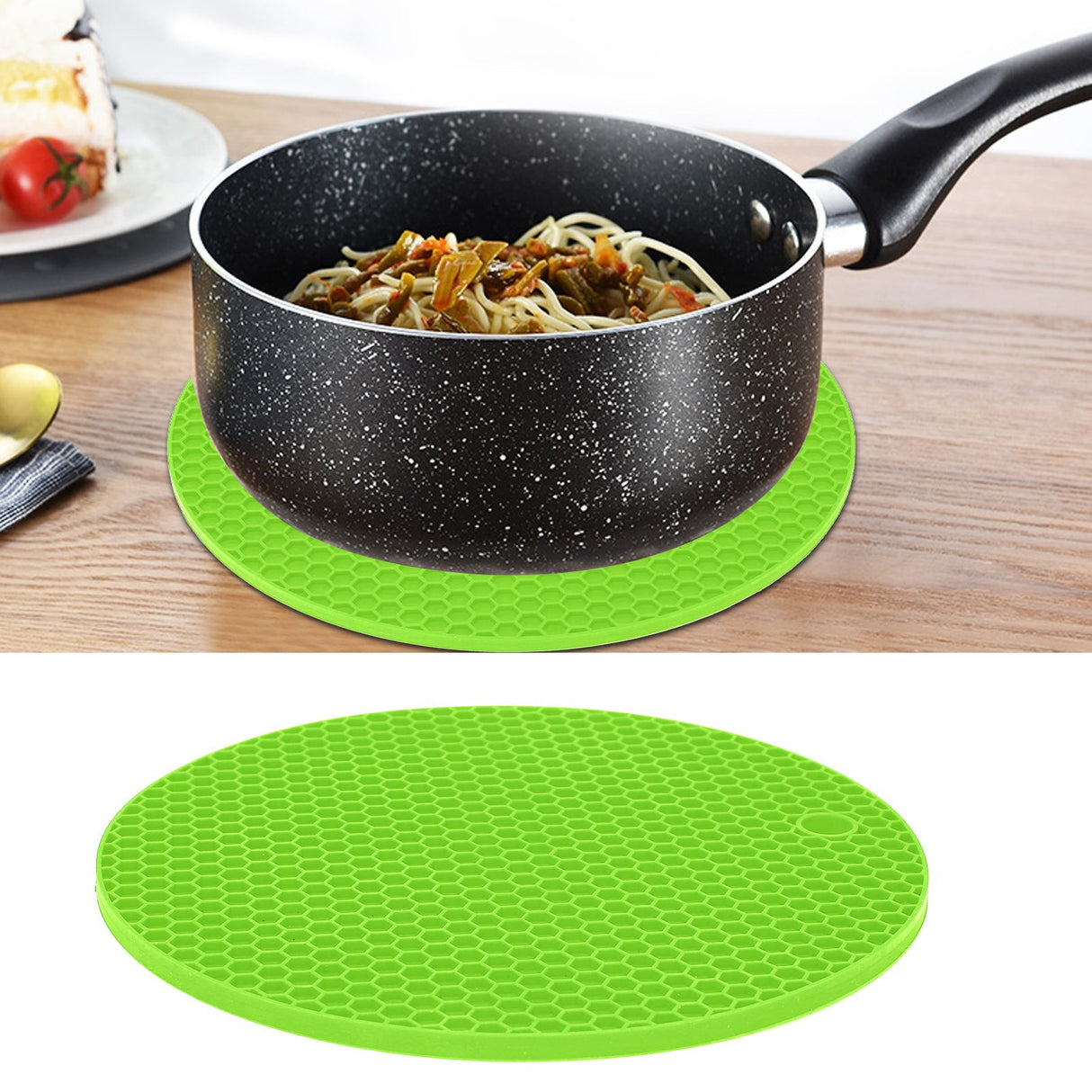 Round Shape Mat Food Grade Thickened Silicone Placemat Insulation Pad Microwave Oven MatGreen