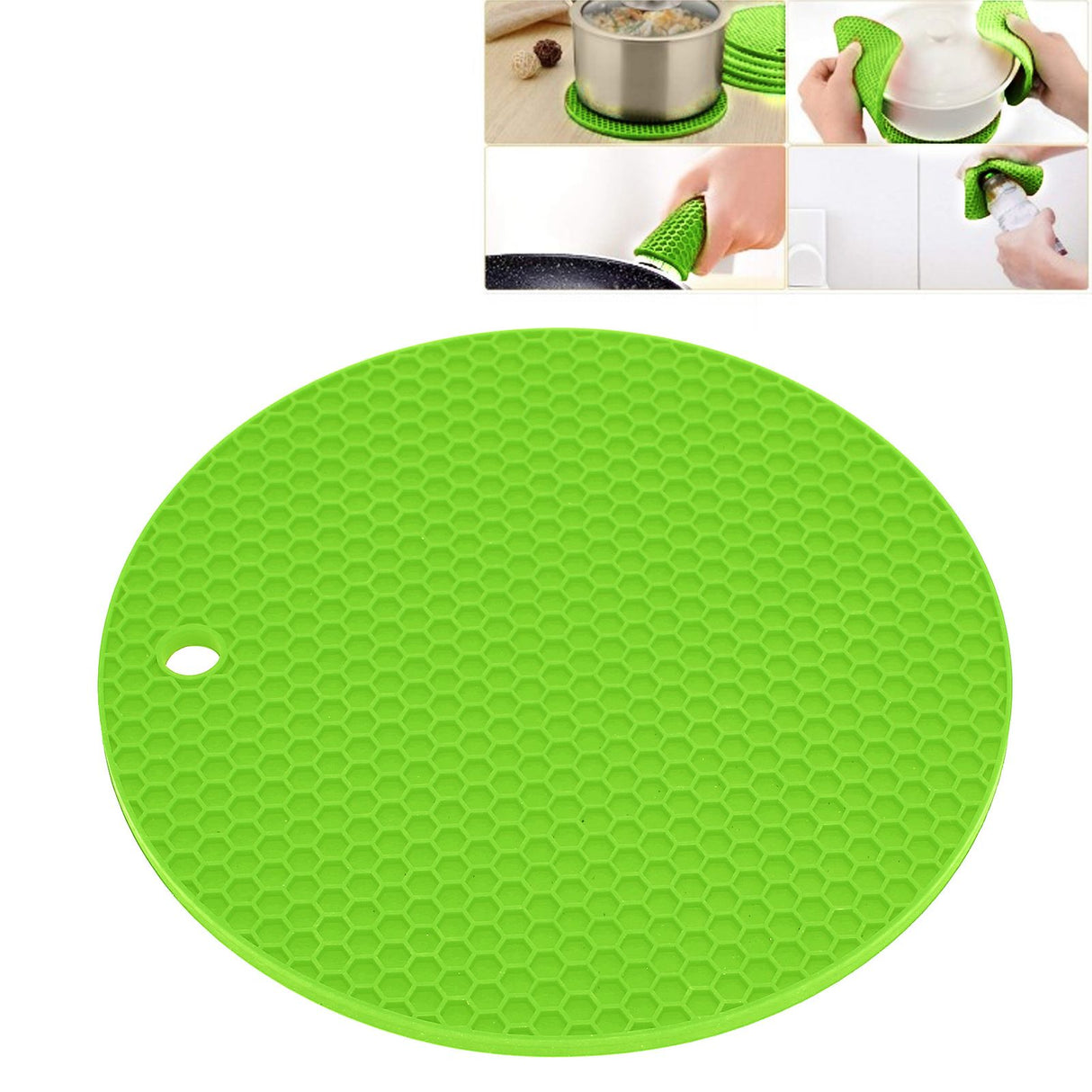 Round Shape Mat Food Grade Thickened Silicone Placemat Insulation Pad Microwave Oven MatGreen