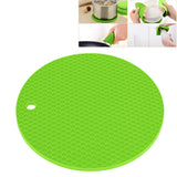 Round Shape Mat Food Grade Thickened Silicone Placemat Insulation Pad Microwave Oven MatGreen