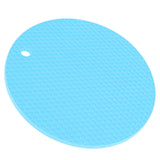 Round Shape Mat Food Grade Thickened Silicone Placemat Insulation Pad Microwave Oven MatBlue - Front View