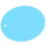 Round Shape Mat Food Grade Thickened Silicone Placemat Insulation Pad Microwave Oven MatBlue - Top-Down View