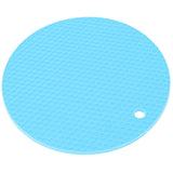Round Shape Mat Food Grade Thickened Silicone Placemat Insulation Pad Microwave Oven MatBlue - Low Angle