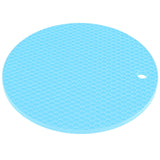 Round Shape Mat Food Grade Thickened Silicone Placemat Insulation Pad Microwave Oven MatBlue - Extra Image