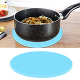 Round Shape Mat Food Grade Thickened Silicone Placemat Insulation Pad Microwave Oven MatBlue