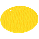 Round Shape Mat Food Grade Thickened Silicone Placemat Insulation Pad Microwave Oven MatYellow - Close-Up Angle