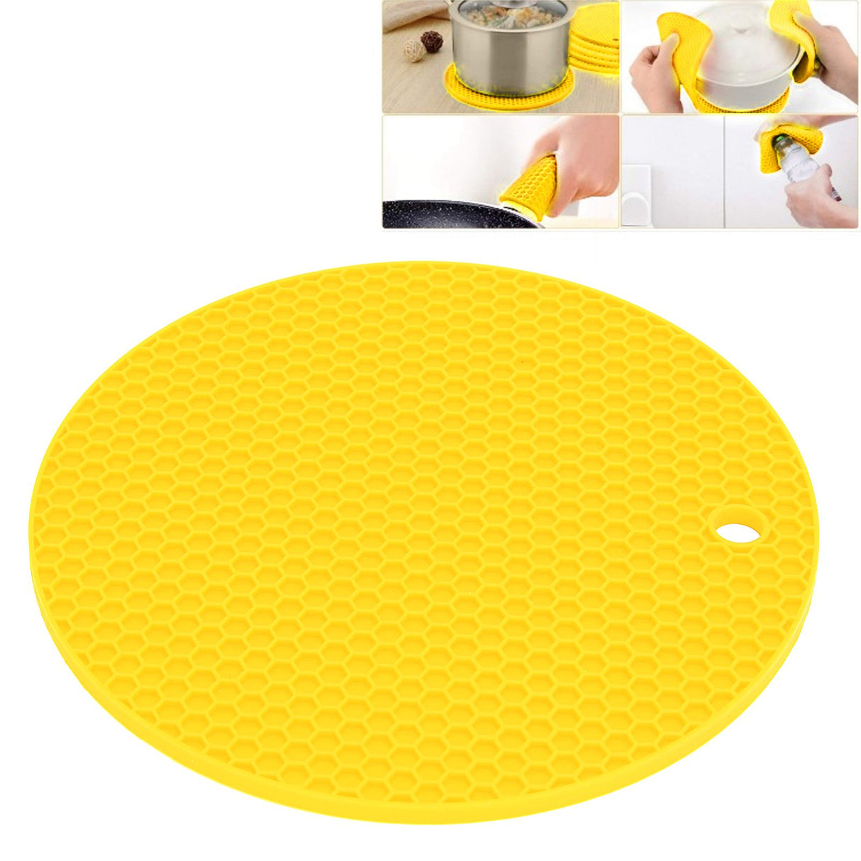 Round Shape Mat Food Grade Thickened Silicone Placemat Insulation Pad Microwave Oven MatYellow