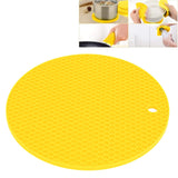 Round Shape Mat Food Grade Thickened Silicone Placemat Insulation Pad Microwave Oven MatYellow - Extra Image