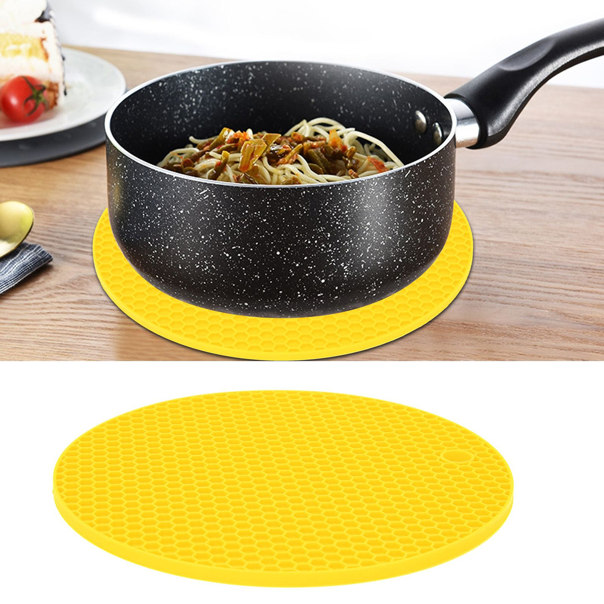 Round Shape Mat Food Grade Thickened Silicone Placemat Insulation Pad Microwave Oven MatYellow