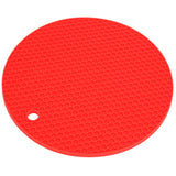 Round Shape Mat Food Grade Thickened Silicone Placemat Insulation Pad Microwave Oven MatRed