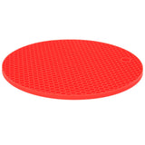 Round Shape Mat Food Grade Thickened Silicone Placemat Insulation Pad Microwave Oven MatRed