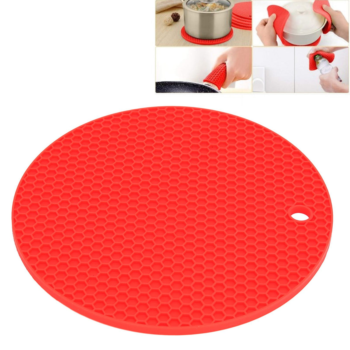 Round Shape Mat Food Grade Thickened Silicone Placemat Insulation Pad Microwave Oven MatRed