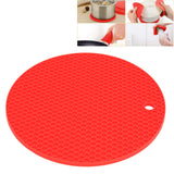 Round Shape Mat Food Grade Thickened Silicone Placemat Insulation Pad Microwave Oven MatRed
