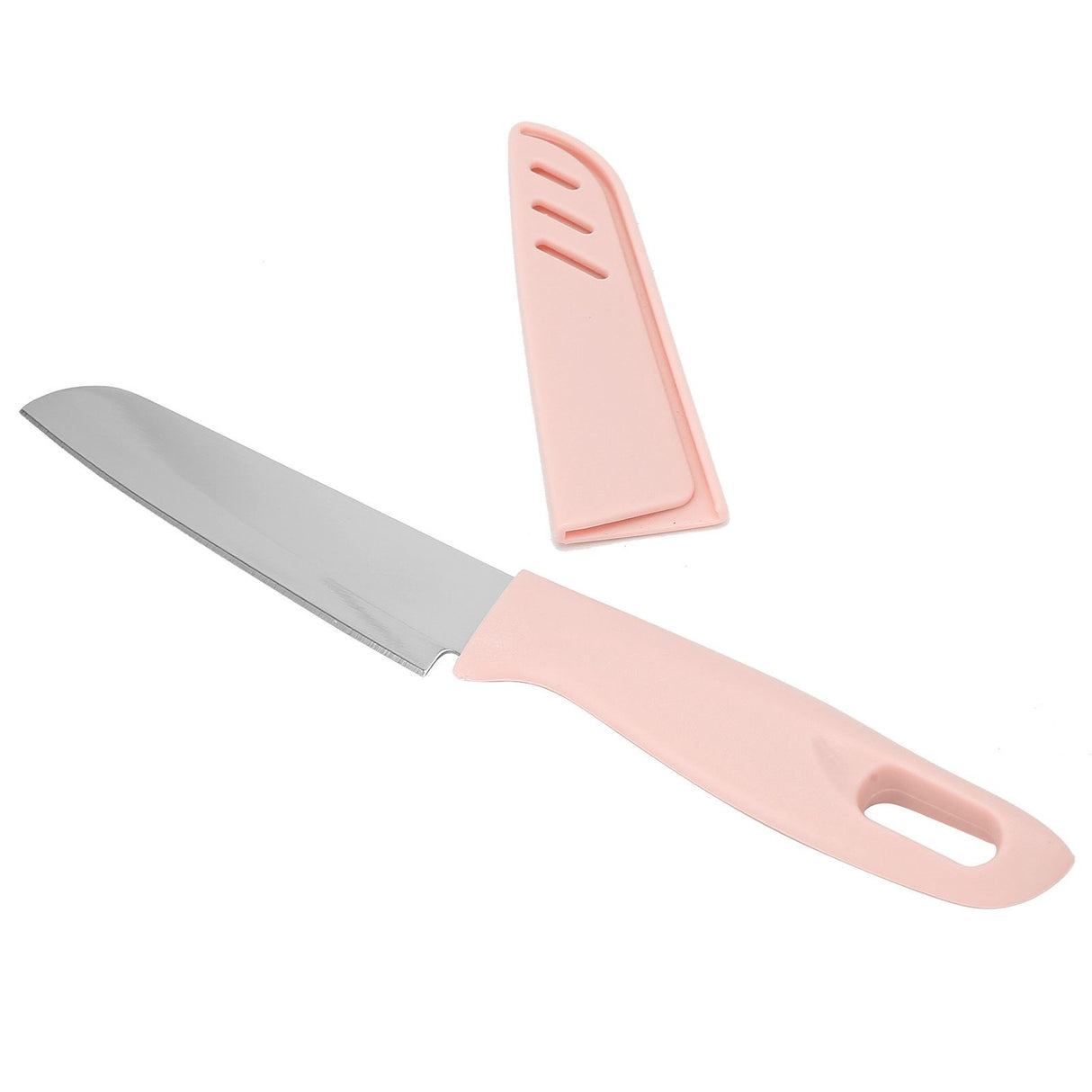 Kitchen Knife Portable Stainless Steel Fruit Melon Cutter with Sleeve for Home UsePink