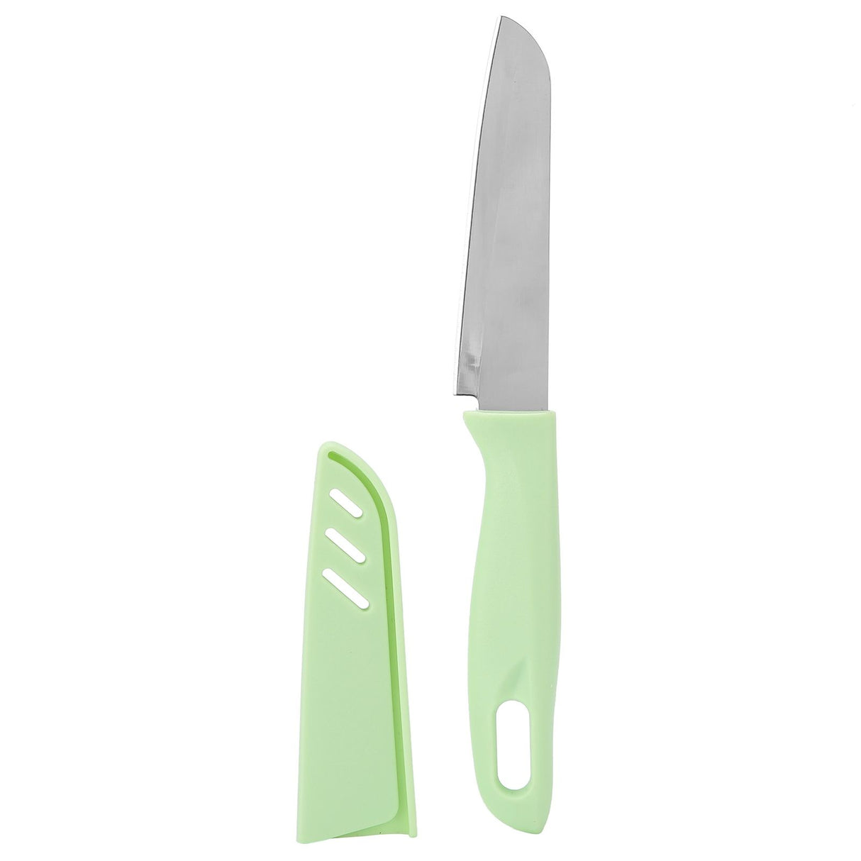 Kitchen Knife Portable Stainless Steel Fruit Melon Cutter with Sleeve for Home UseGreen