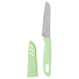 Kitchen Knife Portable Stainless Steel Fruit Melon Cutter with Sleeve for Home UseGreen
