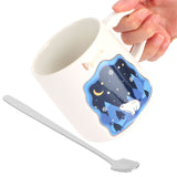 Embossed Animal Cup Cartoon Cute Coffee Cup with Lid Spoon Couple Gift Mug for DrinkingStar
