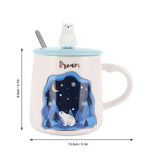 Embossed Animal Cup Cartoon Cute Coffee Cup with Lid Spoon Couple Gift Mug for DrinkingStar - Extra Image