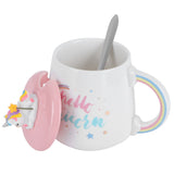 Animal Mug Spoon Water Cup with Lid Cute Ceramic Mug Coffee Cup Drinking AccessoriesType 3