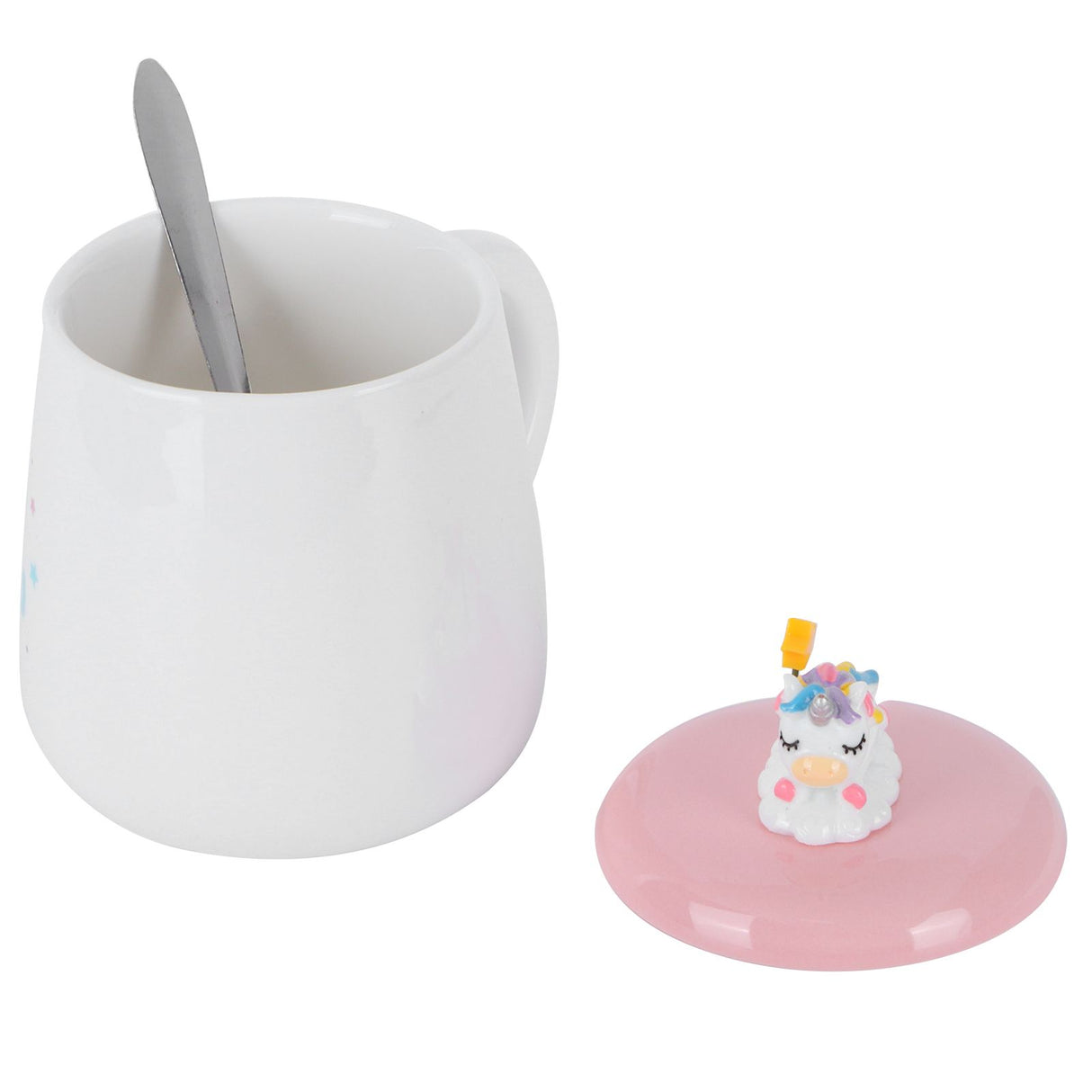 Animal Mug Spoon Water Cup with Lid Cute Ceramic Mug Coffee Cup Drinking AccessoriesType 3
