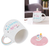 Animal Mug Spoon Water Cup with Lid Cute Ceramic Mug Coffee Cup Drinking AccessoriesType 3