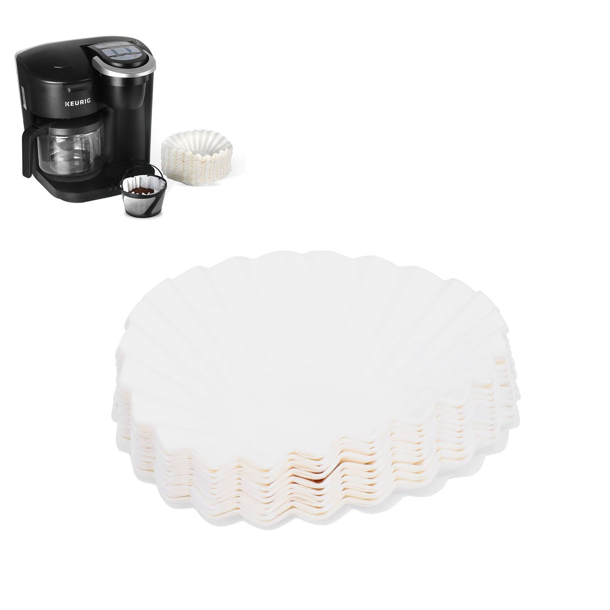 100PCS Coffee Filter Papers Pour Over Filter Paper Cup Fit for KEURIG K-DUO ESSENTIALS