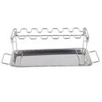 Chicken Leg Grill Rack with Drip Pan Stainless Steel Roaster Stand Barbecue Accessory