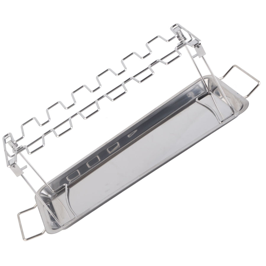 Chicken Leg Grill Rack with Drip Pan Stainless Steel Roaster Stand Barbecue Accessory