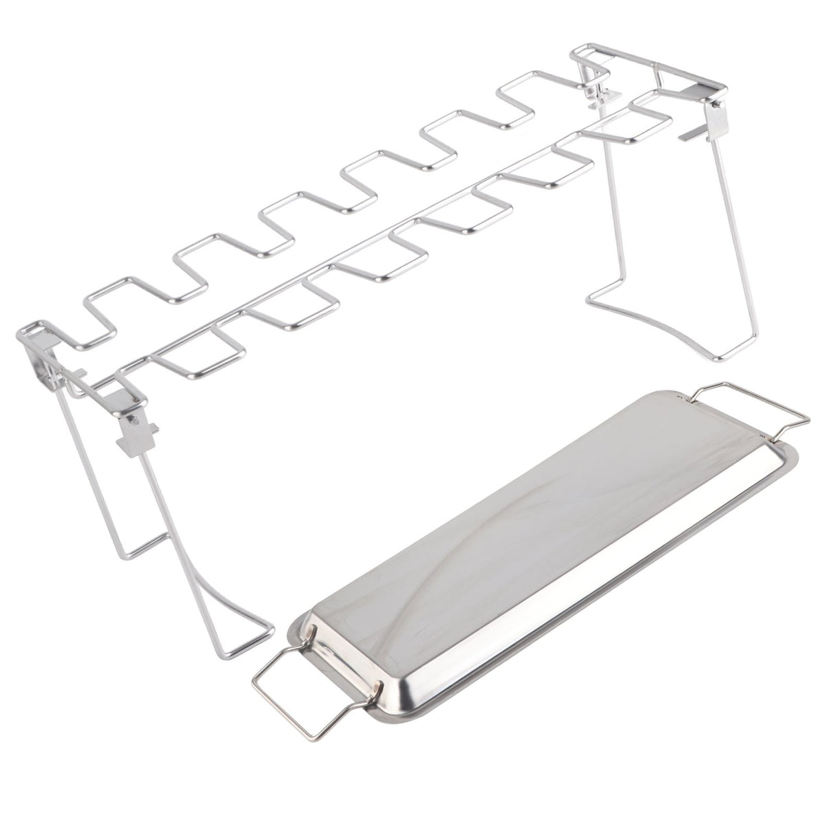 Chicken Leg Grill Rack with Drip Pan Stainless Steel Roaster Stand Barbecue Accessory