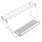 Chicken Leg Grill Rack with Drip Pan Stainless Steel Roaster Stand Barbecue Accessory