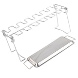 Chicken Leg Grill Rack with Drip Pan Stainless Steel Roaster Stand Barbecue Accessory - Top-Down View