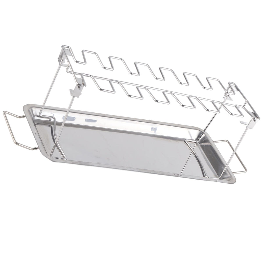 Chicken Leg Grill Rack with Drip Pan Stainless Steel Roaster Stand Barbecue Accessory