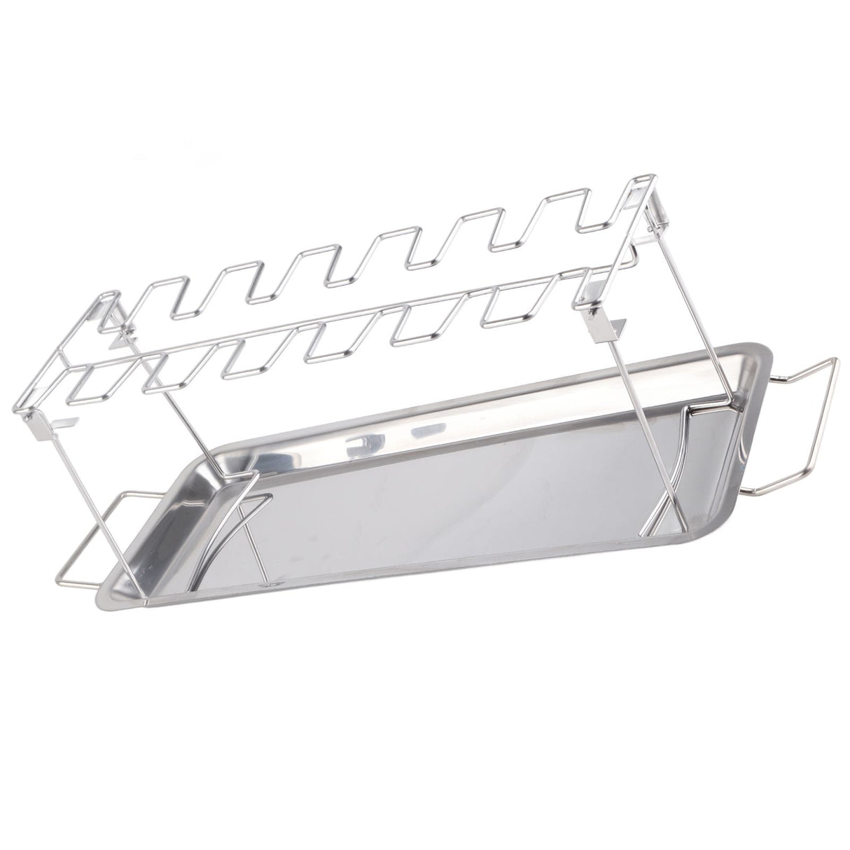 Chicken Leg Grill Rack with Drip Pan Stainless Steel Roaster Stand Barbecue Accessory