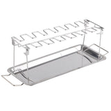 Chicken Leg Grill Rack with Drip Pan Stainless Steel Roaster Stand Barbecue Accessory - Close-Up Angle