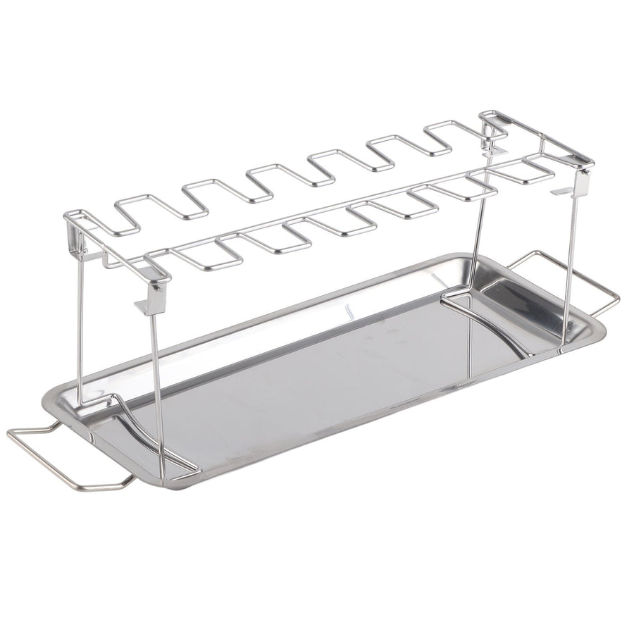Chicken Leg Grill Rack with Drip Pan Stainless Steel Roaster Stand Barbecue Accessory