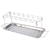 Chicken Leg Grill Rack with Drip Pan Stainless Steel Roaster Stand Barbecue Accessory