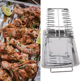 Chicken Leg Grill Rack with Drip Pan Stainless Steel Roaster Stand Barbecue Accessory