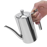 Stainless Steel Oil Pot Kitchen Household Oil Control Kettle for Sauce Vinegar Milk TeaS(500ml) - Low Angle