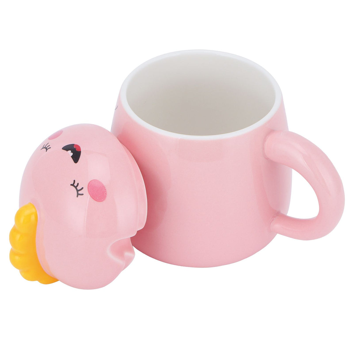 450ml Cute Ceramic Cup with Lid Spoon Water Cup Coffee Mug Girl Gift for Home OfficePink Lucky