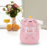450ml Cute Ceramic Cup with Lid Spoon Water Cup Coffee Mug Girl Gift for Home OfficePink Lucky