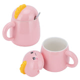 450ml Cute Ceramic Cup with Lid Spoon Water Cup Coffee Mug Girl Gift for Home OfficePink Happy