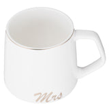 320ml Fashon Ceramic Cup Coffee Mug Cup with Lid Spoon Present Gift for Home OfficeWhite M Letter - Side View