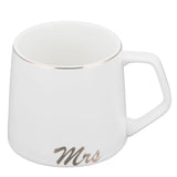 320ml Fashon Ceramic Cup Coffee Mug Cup with Lid Spoon Present Gift for Home OfficeWhite M Letter - Top-Down View