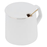 320ml Fashon Ceramic Cup Coffee Mug Cup with Lid Spoon Present Gift for Home OfficeWhite M Letter - 45-Degree Angle