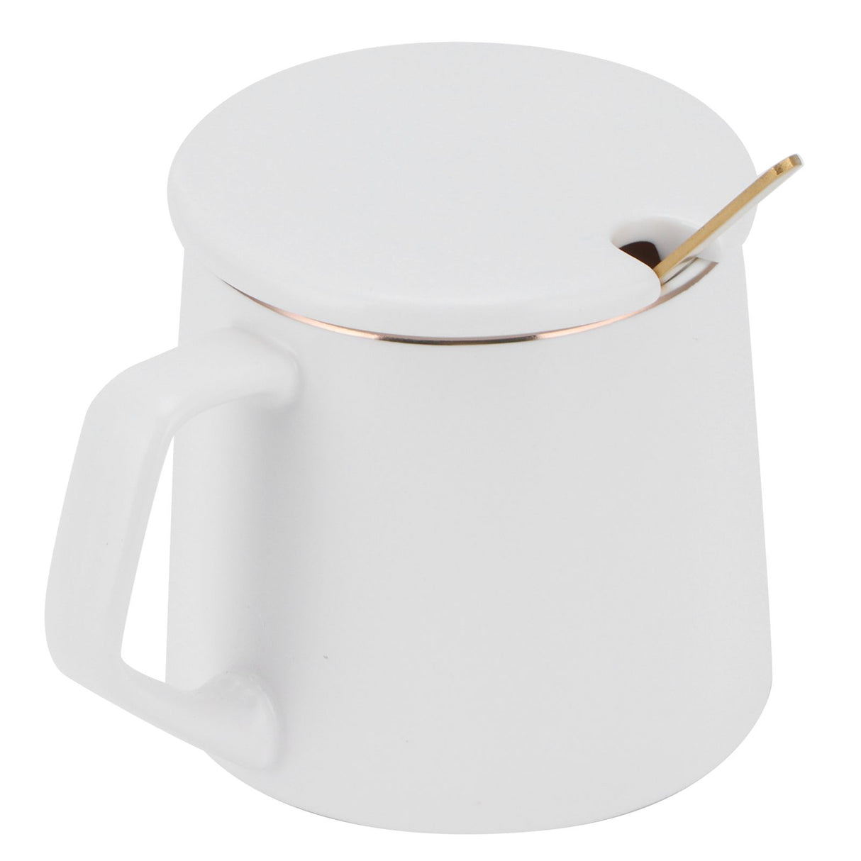 320ml Fashon Ceramic Cup Coffee Mug Cup with Lid Spoon Present Gift for Home OfficeWhite M Letter