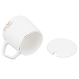 320ml Fashon Ceramic Cup Coffee Mug Cup with Lid Spoon Present Gift for Home OfficeWhite M Letter