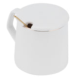 320ml Fashon Ceramic Cup Coffee Mug Cup with Lid Spoon Present Gift for Home OfficeWhite M Letter